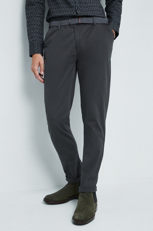 Spodnie męskie w fasonie chinos szare tkanina szary RW22.SPM030