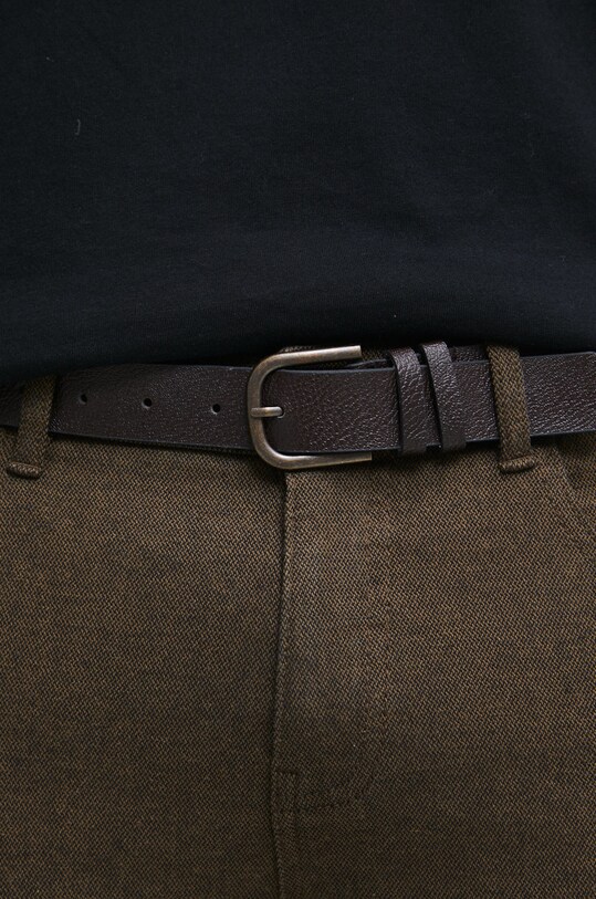 Kalhoty pánské slim fit hnědá barva hnědá RW22.SPM092