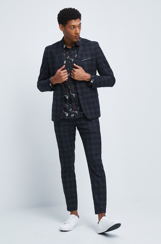 Spodnie męskie slim fit granatowe tkanina granatowy RW22.SPM305