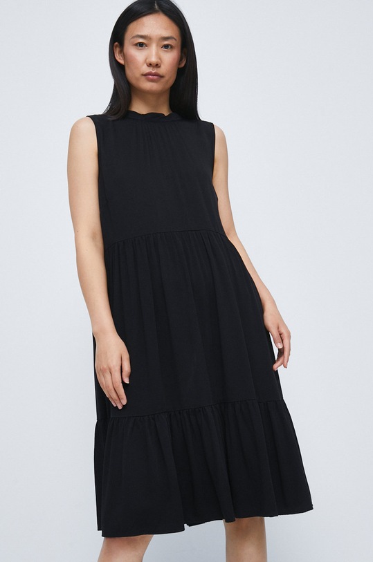 Sukienka z wiskozy czarna czarny RW22.SUD012