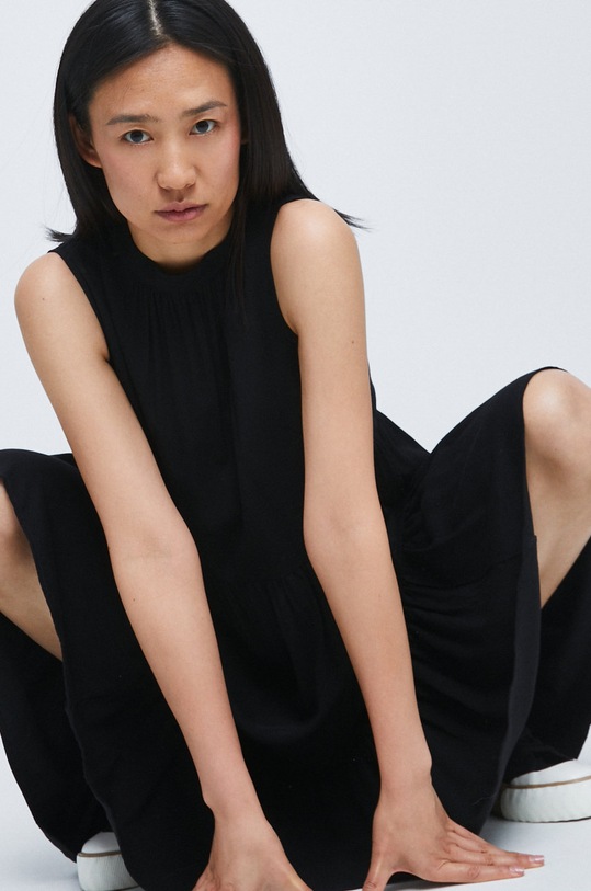 Sukienka z wiskozy czarna RW22.SUD012 czarny