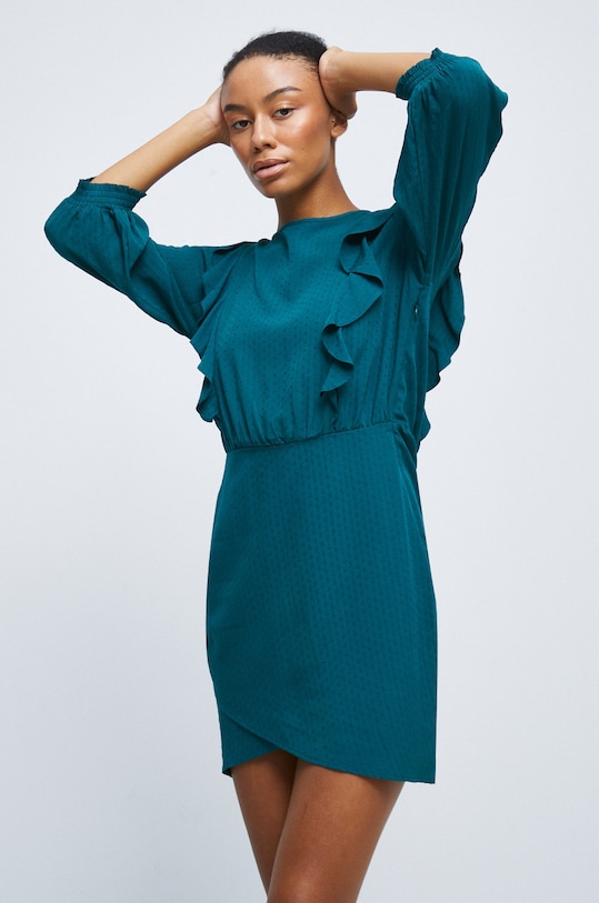 Sukienka damska gładka zielona turkusowy RW22.SUD309