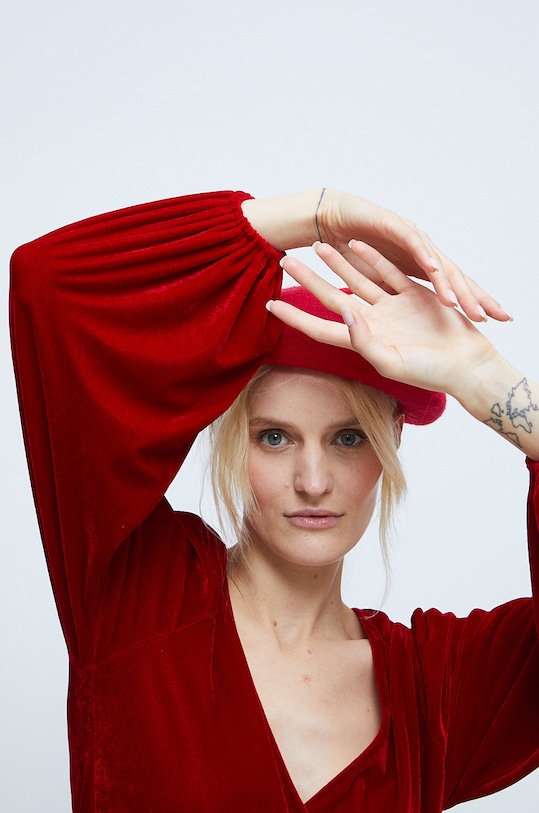 Šaty dámske z pleteniny červená farba RW22.SUD701 červená