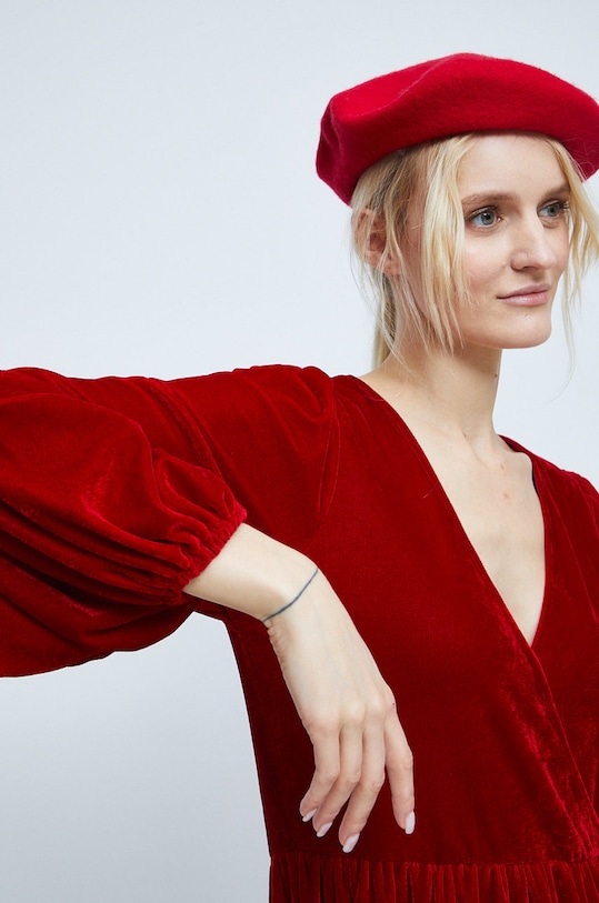 Šaty dámske z pleteniny červená farba RW22.SUD701