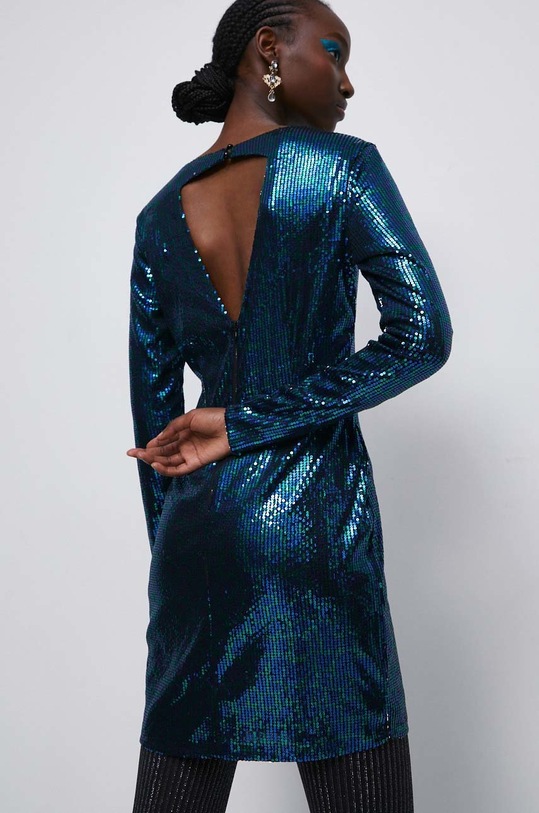 Sukienka damska z cekinami kolor zielony turkusowy RW22.SUDA13