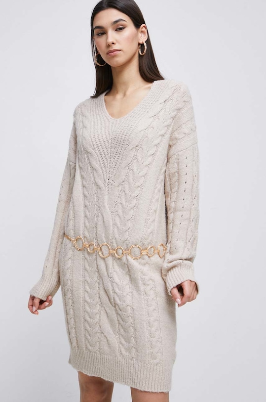 Dámske šaty béžová farba mini béžová RW22.SUDB05