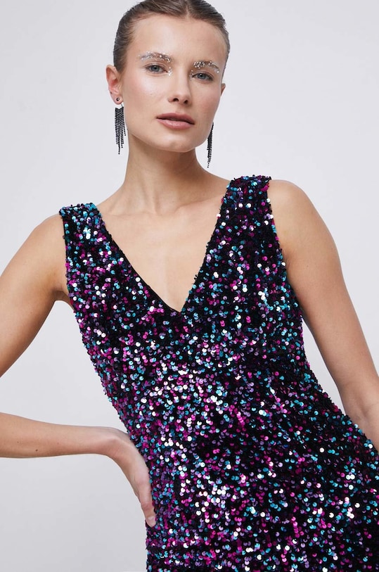 Sukienka damska z cekinami kolor multicolor multicolor RW22.SUDB12