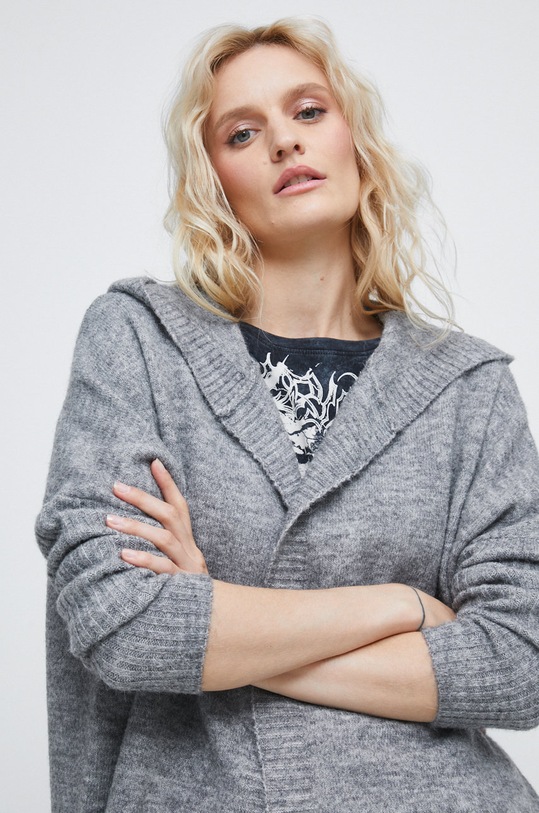 Dámsky kardigán s prímesou vlny sivá RW22.SWD042