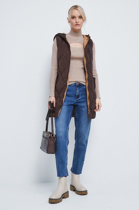 Sweter damski gładki beżowy RW22.SWD411 beżowy RW22