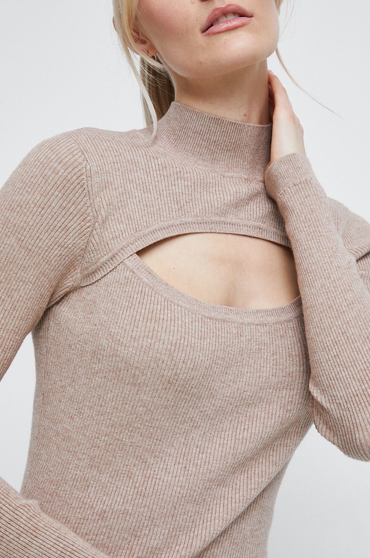 Sweter damski gładki beżowy RW22.SWD411 beżowy