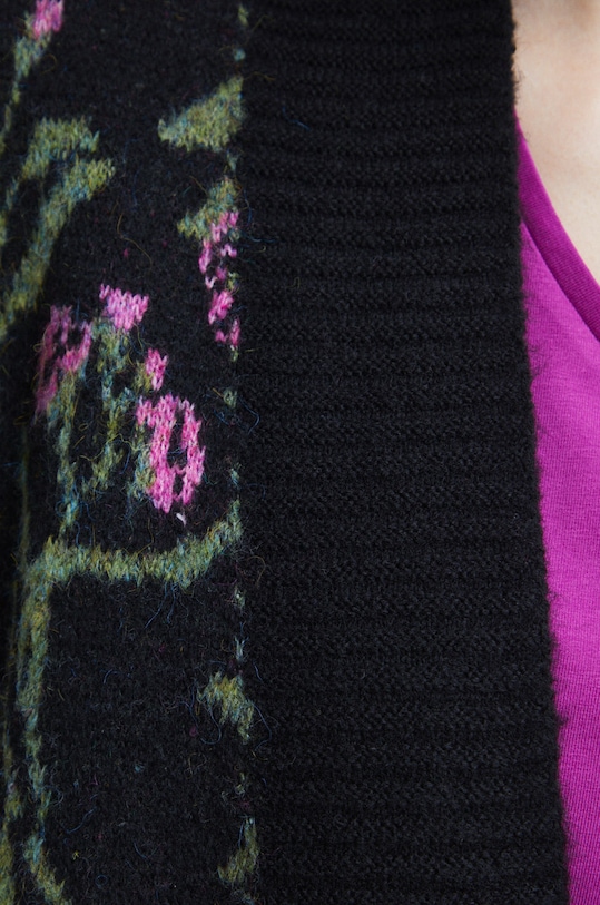 Kardigan damski wzorzysty czarny RW22.SWD601 czarny