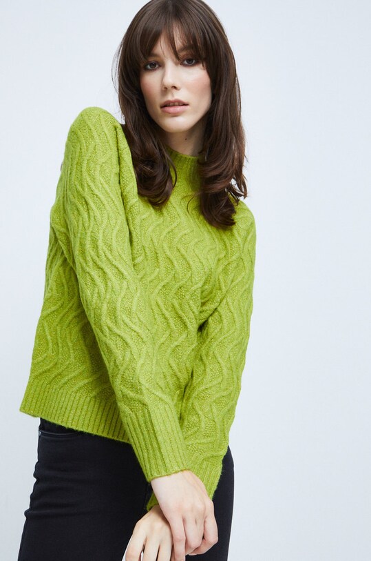 Sweter damski z półgolfem zielony RW22.SWD611 zielony RW22
