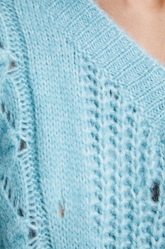 Sweter z domieszką wełny damski kolor turkusowy RW22.SWD909