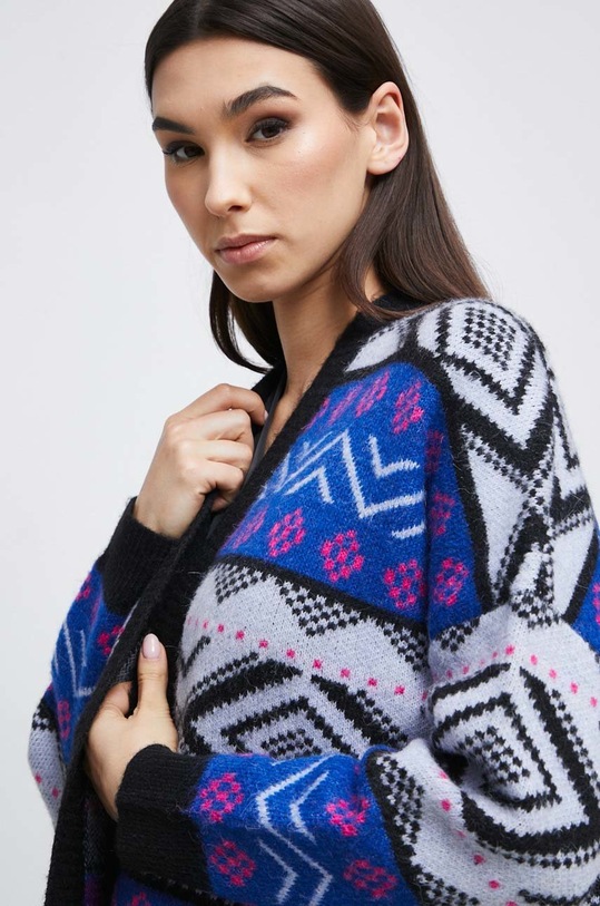 Kardigán s prímesou vlny dámsky modrá RW22.SWDC03