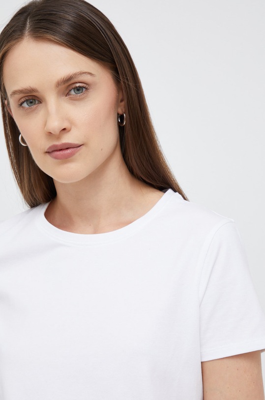 T-shirt bawełniany damski gładki z domieszką elastanu biały gładkie biały RW22.TSD021