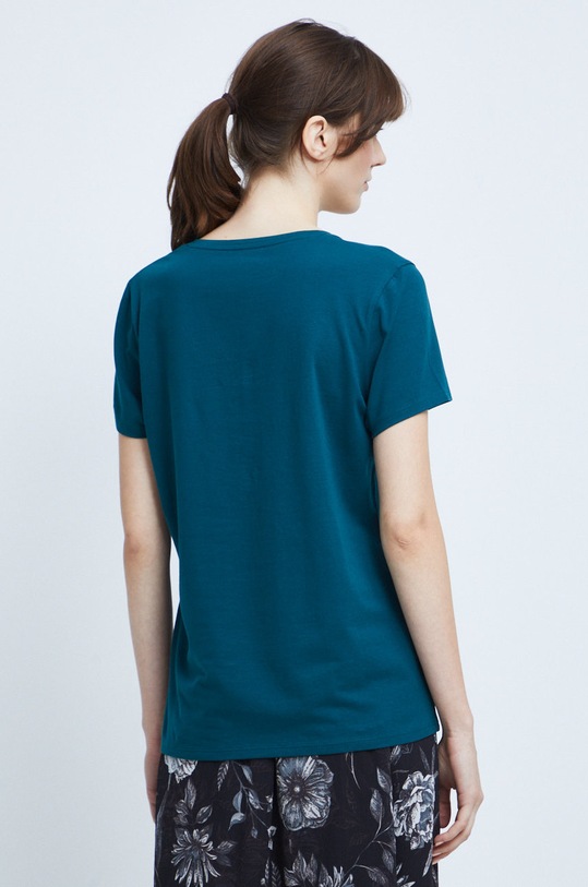 Odzież T-shirt bawełniany damski gładki z domieszką elastanu zielony RW22.TSD060 turkusowy