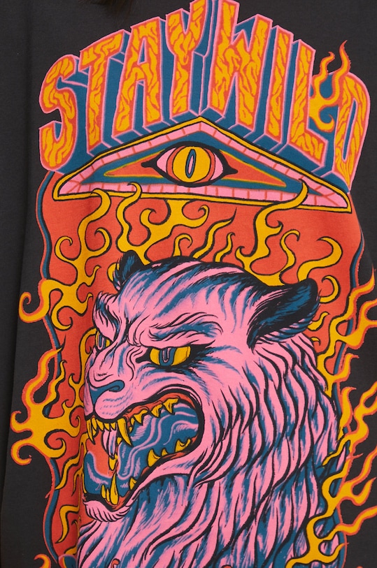 T-shirt bawełniany z nadrukiem szary RW22.TSD208 szary