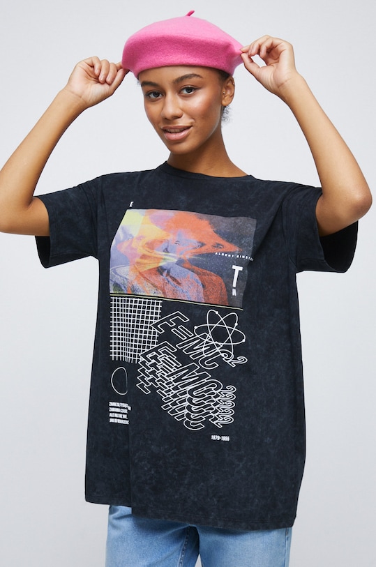 T-shirt bawełniany z kolekcji Science czarny RW22.TSD352 czarny RW22