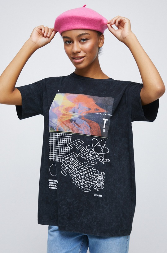 T-shirt bawełniany z kolekcji Science czarny RW22.TSD352 czarny RW22