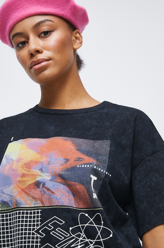 T-shirt bawełniany z kolekcji Science czarny czarny RW22.TSD352