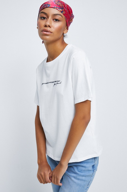 T-shirt bawełniany z kolekcji Science beżowy RW22.TSD359 beżowy RW22