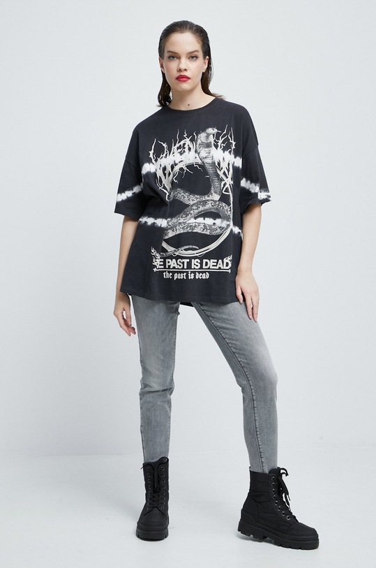 T-shirt bawełniany z nadrukiem szary RW22.TSD404 szary RW22
