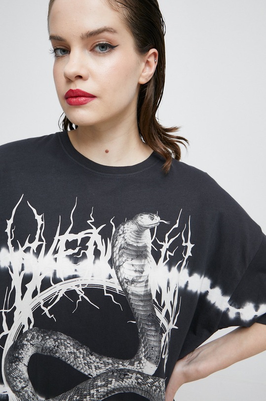 T-shirt bawełniany z nadrukiem szary RW22.TSD404 szary