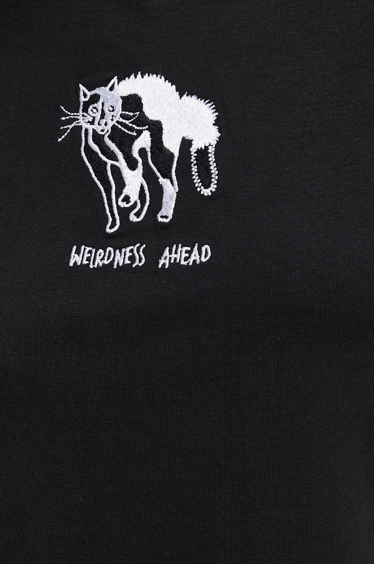 T-shirt bawełniany damski z ozdobnym haftem z domieszką elastanu czarny RW22.TSD504 czarny