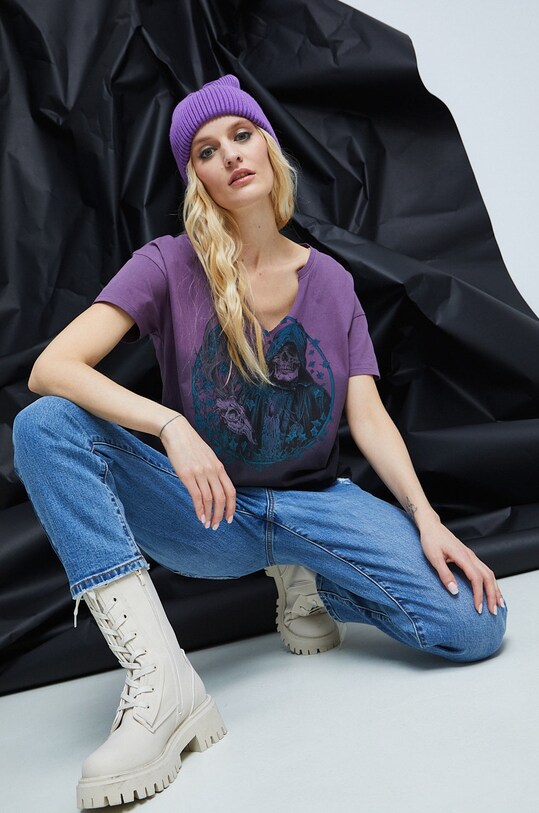 T-shirt bawełniany damski by Rafał Wechterowicz kolor multicolor bawełna multicolor RW22.TSD752