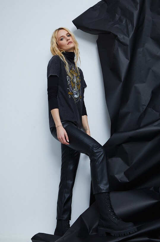 T-shirt bawełniany damski by Rafał Wechterowicz kolor czarny RW22.TSD754 czarny RW22