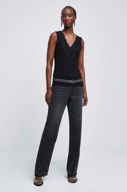 Top damski prążkowany kolor czarny RW22.TSDA08 czarny RW22