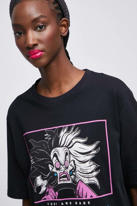T-shirt bawełniany damski Cruella kolor czarny czarny RW22.TSDA57
