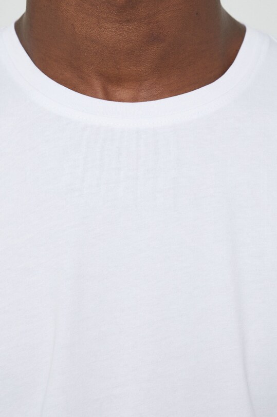 T-shirt bawełniany męski gładki z domieszką elastanu biały RW22.TSM031 biały