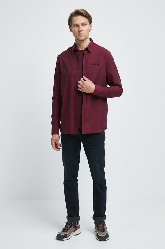 T-shirt bawełniany gładki z domieszką elastanu bordowy RW22.TSM052 bordowy RW22