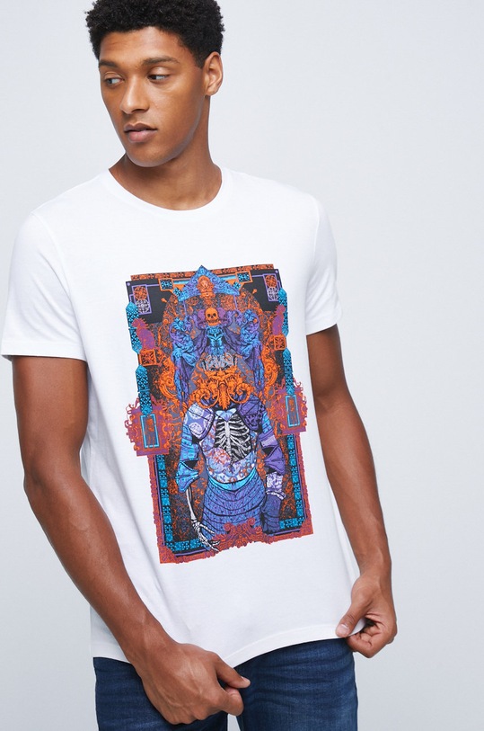 T-shirt bawełniany z nadrukiem biały biały RW22.TSM306