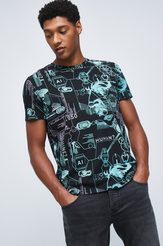 T-shirt bawełniany z kolekcji Science czarny RW22.TSM355 czarny RW22