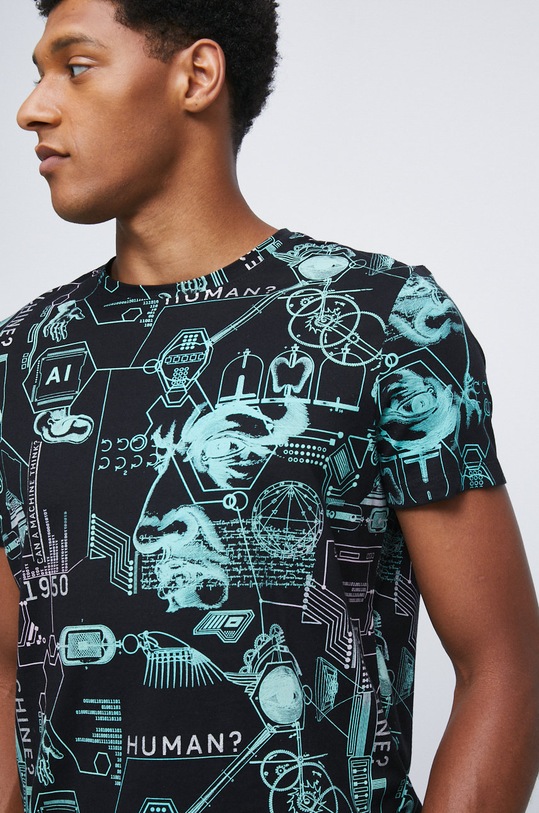 T-shirt bawełniany z kolekcji Science czarny czarny RW22.TSM355