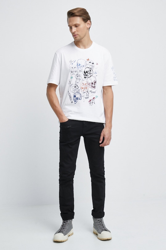 T-shirt bawełniany z nadrukiem biały RW22.TSM400 biały RW22