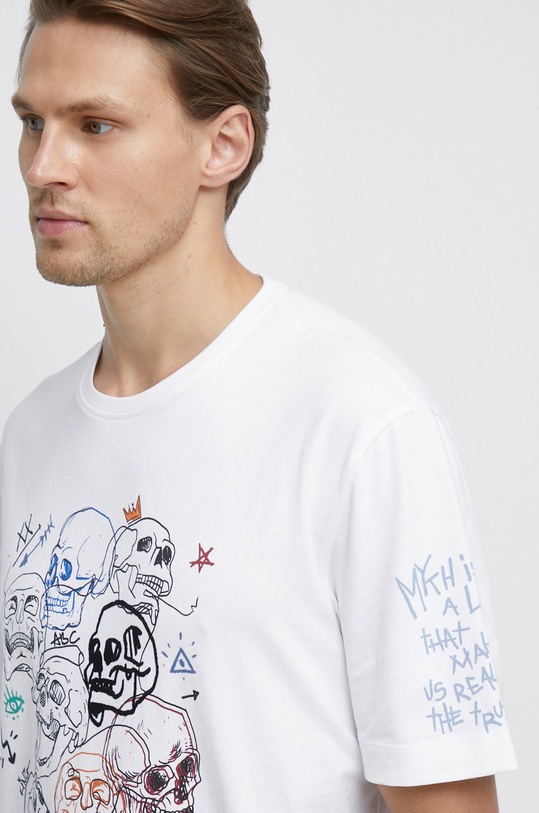 T-shirt bawełniany z nadrukiem biały RW22.TSM400 biały