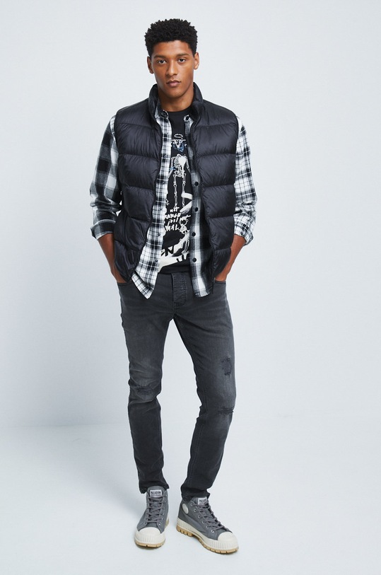 T-shirt bawełniany z nadrukiem czarny RW22.TSM405 czarny RW22