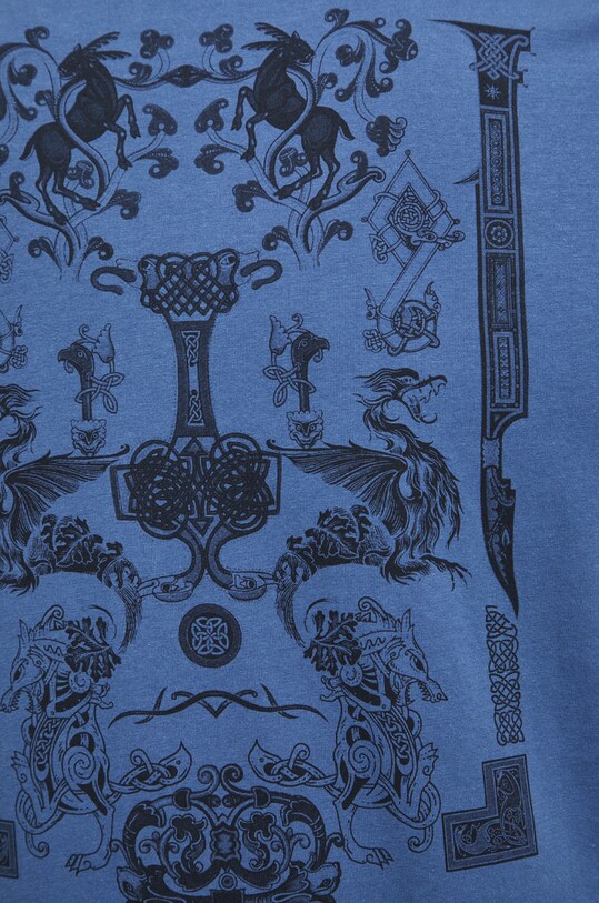 T-shirt bawełniany męski z nadrukiem niebieski RW22.TSM603 niebieski