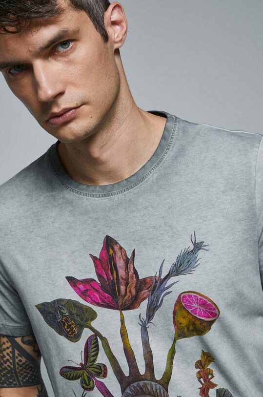 T-shirt bawełniany męski by Olaf Hajek kolor szary RW22.TSM953 szary RW22