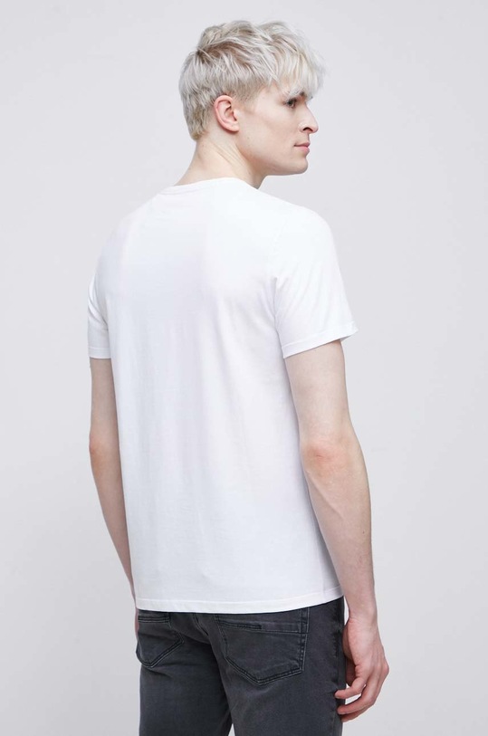 Odzież T-shirt bawełniany męski gładki z domieszką elastanu kolor biały RW22.TSMB01 biały