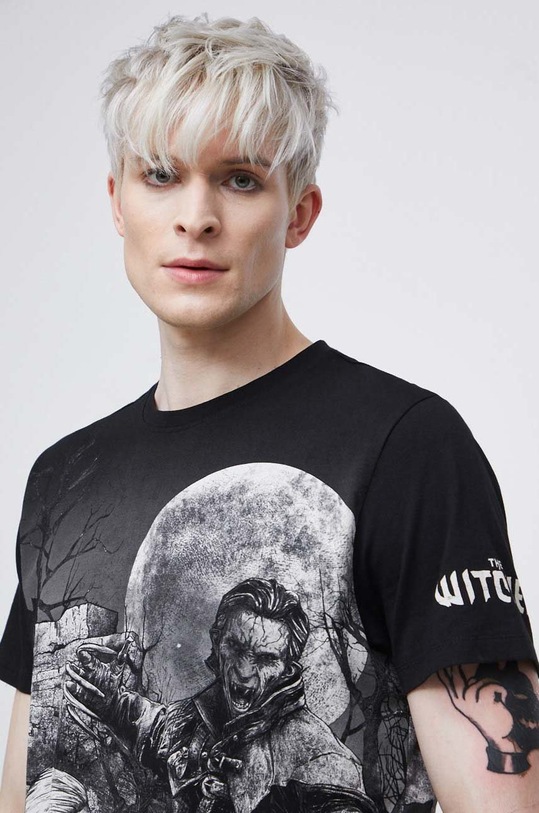 Bavlnené tričko pánske z kolekcie The Witcher x Medicine čierna farba RW22.TSMB51 čierna
