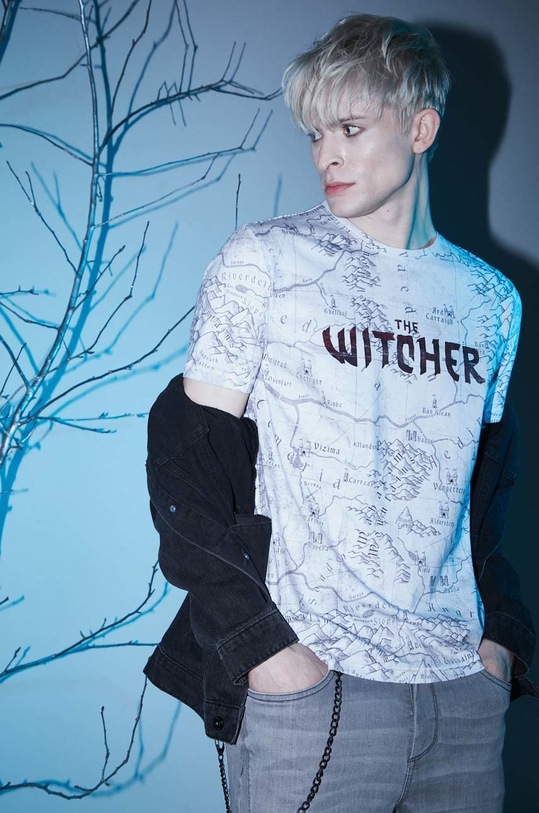 Bavlnené tričko pánske z kolekcie The Witcher x Medicine biela farba biela RW22.TSMB56