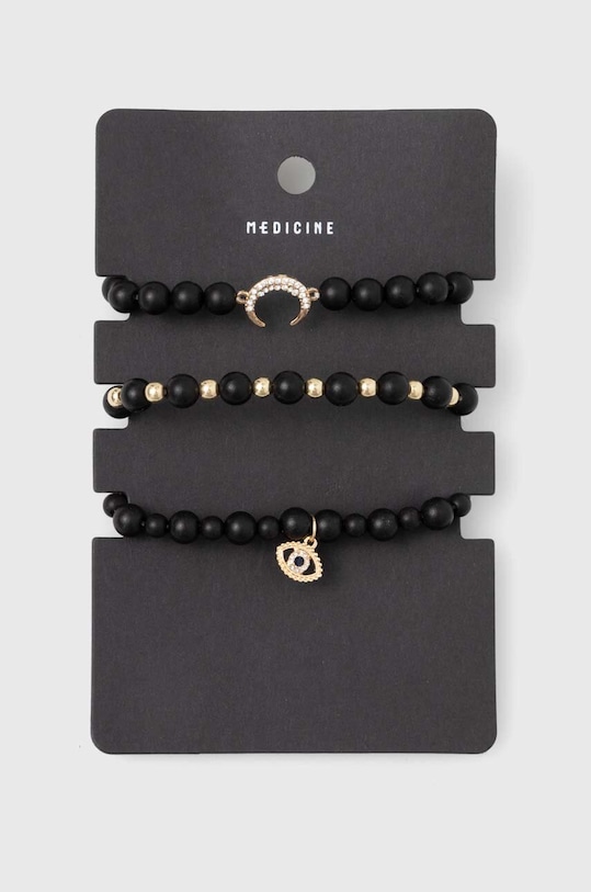 Akcesoria Bransoletki damskie z ozdobnymi zawieszkami (3-pack) kolor czarny RW23.AKD306 czarny