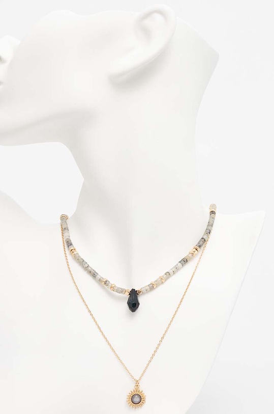 Akcesoria Naszyjnik damski z ozdobnymi zawieszkami kolor zielony RW23.AKD406 zielony