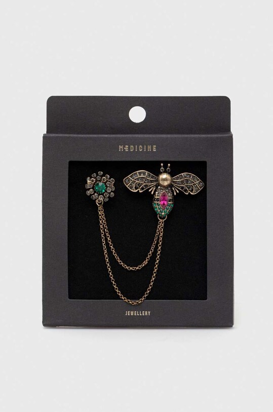 Broszka damska z łańcuszkiem kolor złoty złoty RW23.AKD908