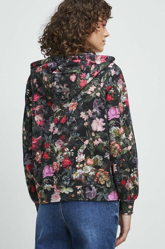 Odzież Bluza bawełniana damska w kwiaty kolor czarny RW23.BLD040 czarny