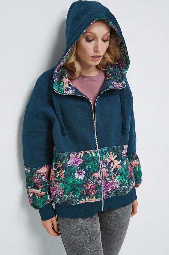 Bluza damska wzorzysta kolor zielony wzorzyste turkusowy RW23.BLD052